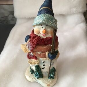 Festive Snowman Figurine with Scarf and Hat
